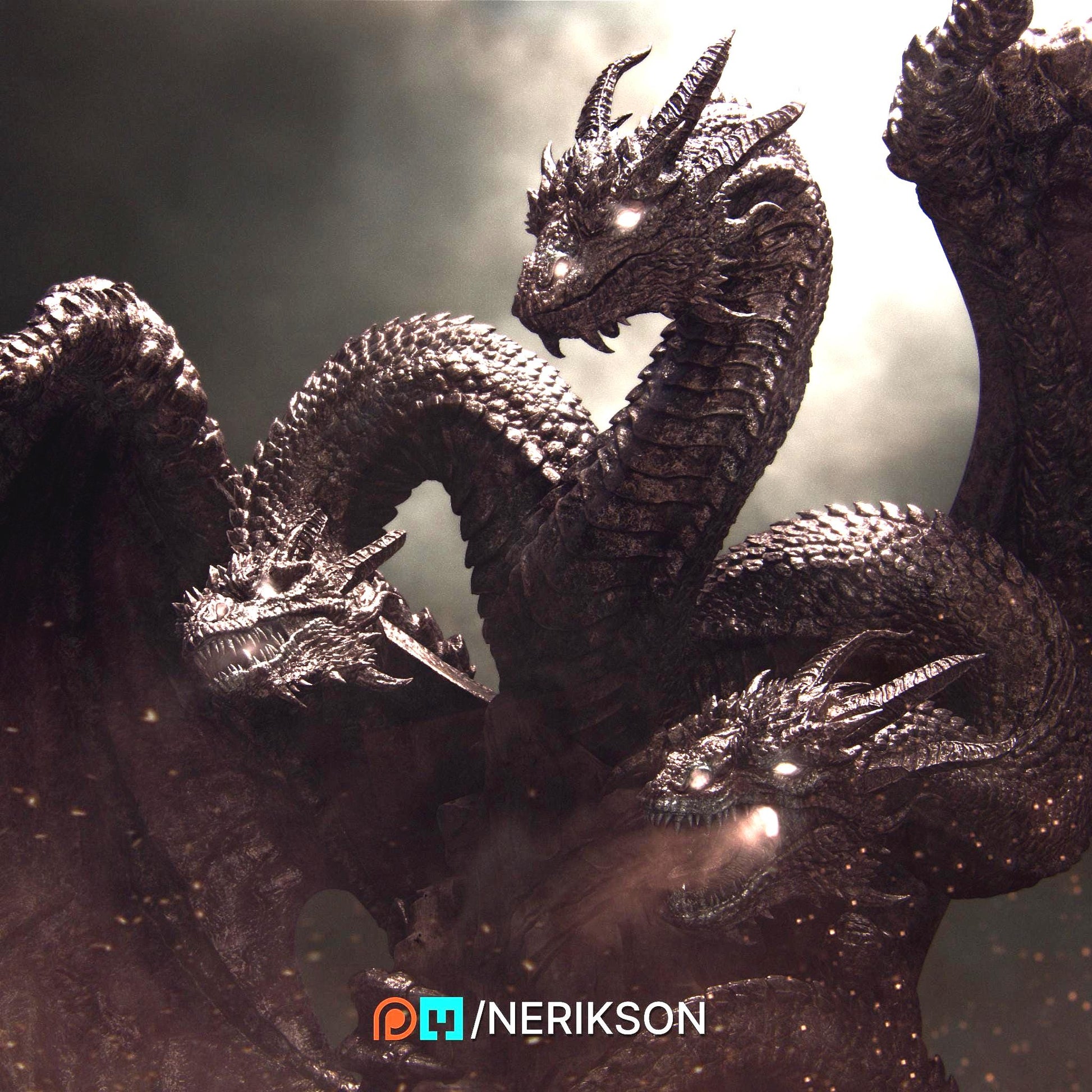 Zmei the Three-Headed Dragon | TABLETOP SCALE | D&D TTRPG Fantasy Miniature | Nerikson