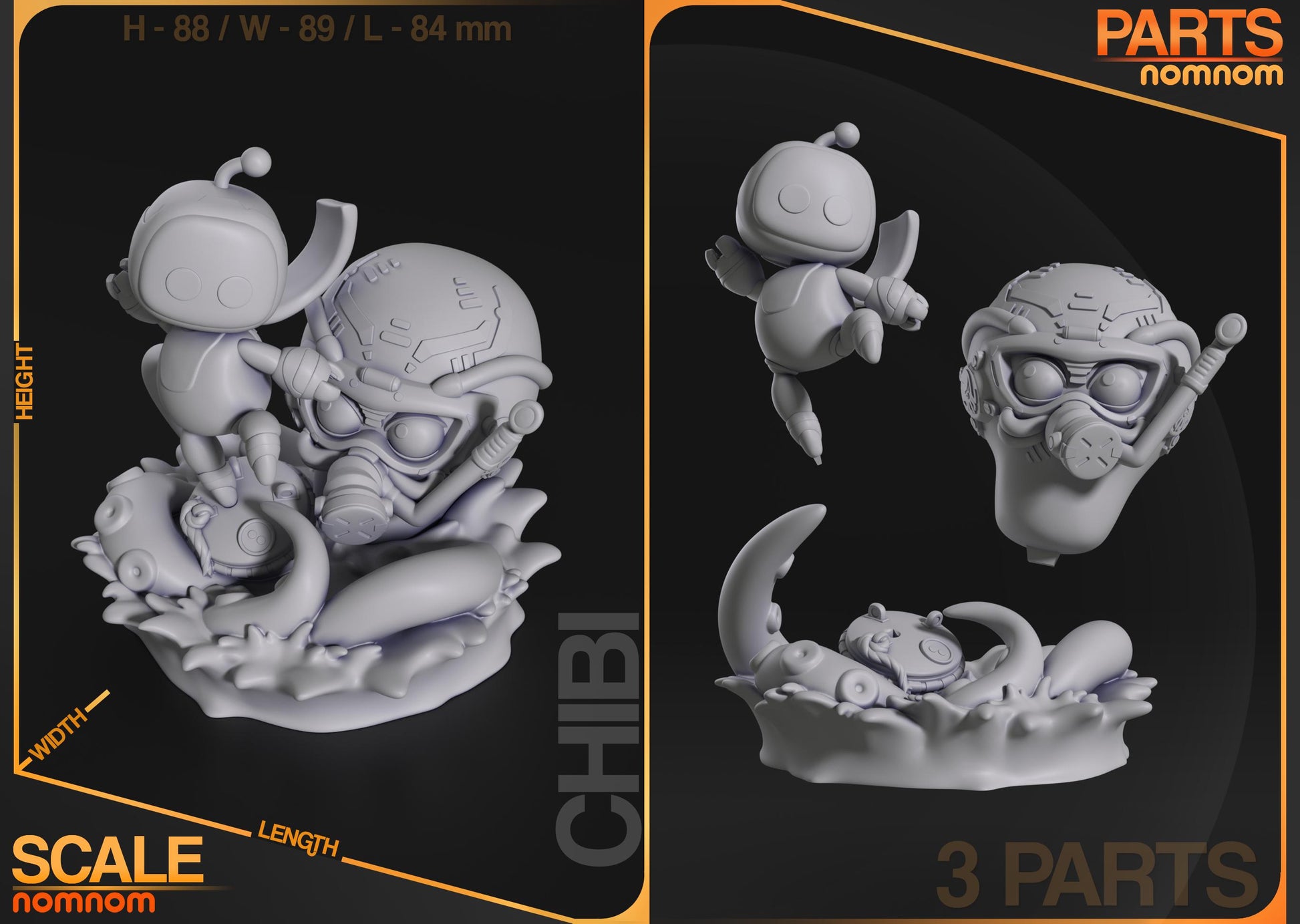 Chibi Spirited Robot | Resin Garage Kit Figure Game Fan Art | Nomnom Figures