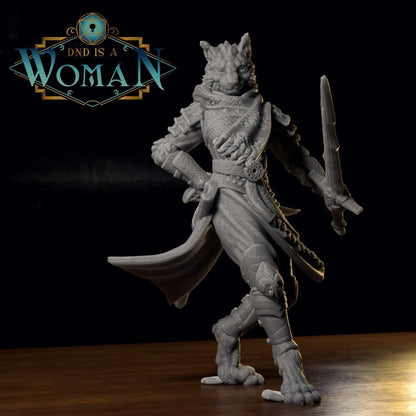 Tabaxi Fighter | D&D TTRPG Miniature | DnD Is A Woman | NO BASE