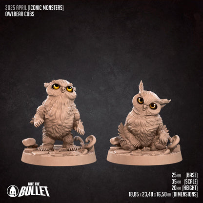 Owlbear Cubs Set | TABLETOP SCALE | D&D Pathfinder TTRPG Miniature | Bite the Bullet