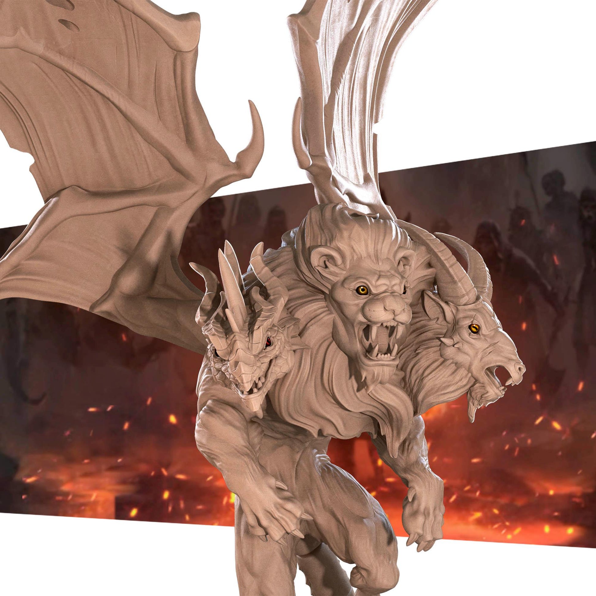 Chimera | TABLETOP SCALE | D&D Pathfinder TTRPG Miniature | Bite the Bullet