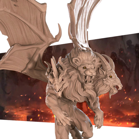 Chimera | TABLETOP SCALE | D&D Pathfinder TTRPG Miniature | Bite the Bullet