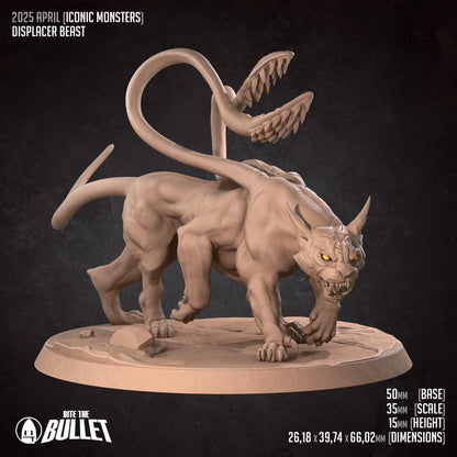Displacer Beast | TABLETOP SCALE | D&D Pathfinder TTRPG Miniature | Bite the Bullet