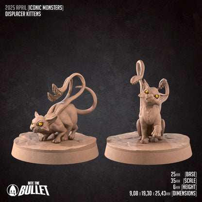 Displacer Kittens Set | TABLETOP SCALE | D&D Pathfinder TTRPG Miniature | Bite the Bullet