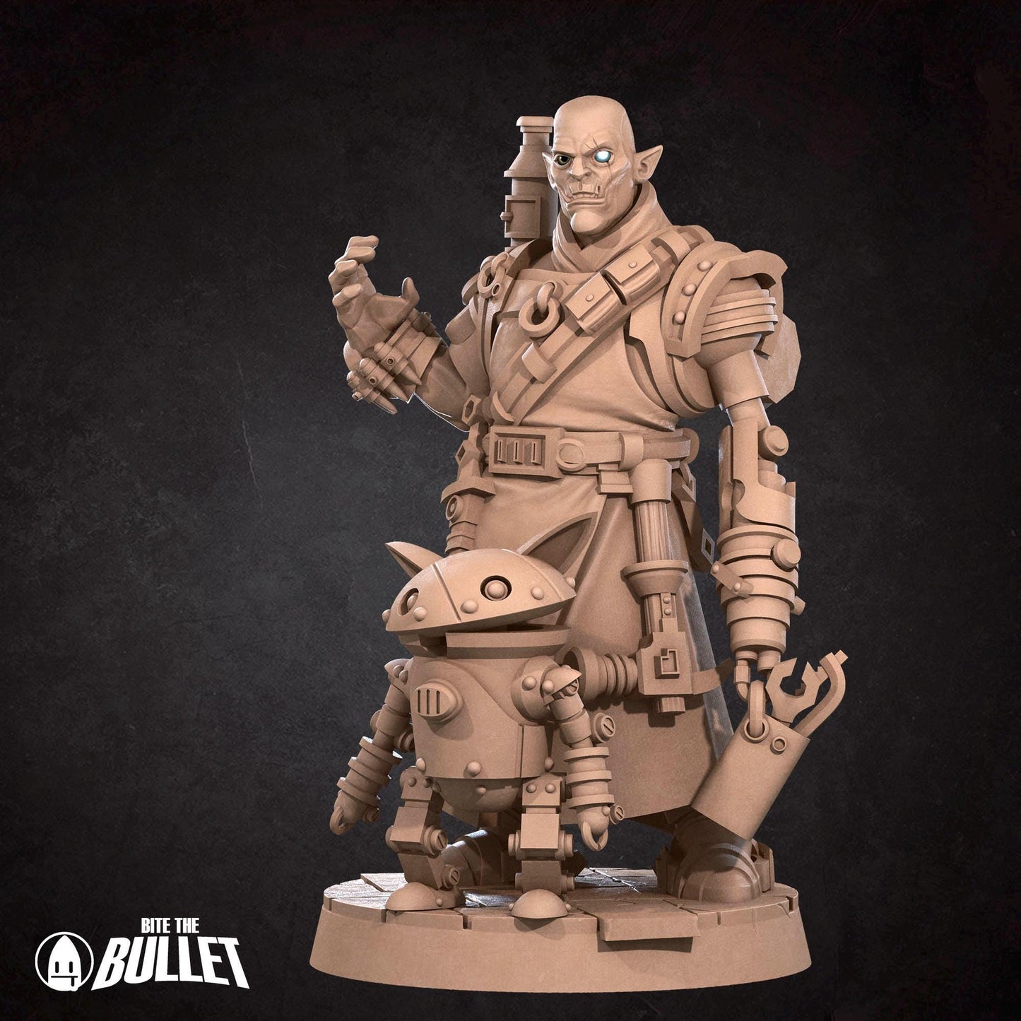 Half-Orc Inventor | TABLETOP SCALE | D&D Pathfinder TTRPG Miniature | Bite the Bullet