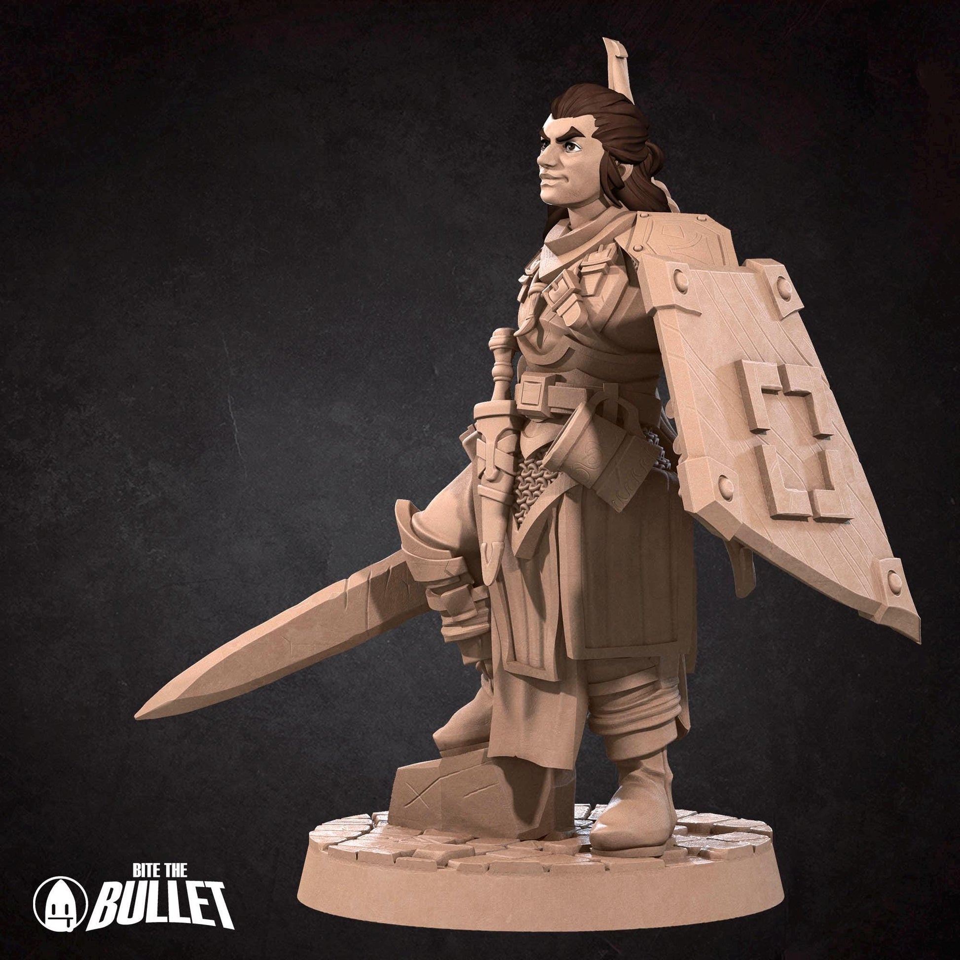 Human Fighter | TABLETOP SCALE | D&D Pathfinder TTRPG Miniature | Bite the Bullet