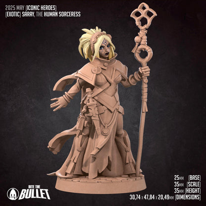 Exxotic Sorceress | TABLETOP SCALE | D&D Pathfinder TTRPG Miniature | Bite the Bullet