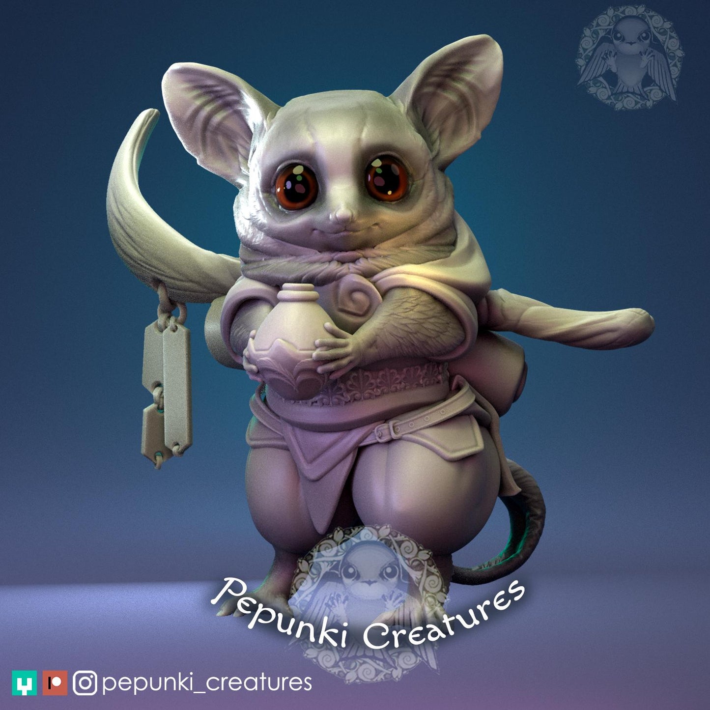 Bush Baby Monk | Tabletop or Display Scale | D&D Humblewood TTRPG Miniature | Pepunki Creatures