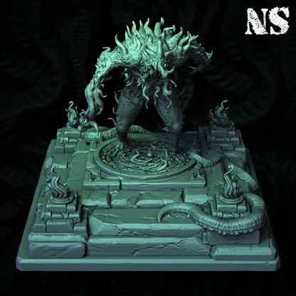 Cult of Cthulhu Diorama | StarSpawn, Cultists, Lovecraft, Elder God | D&D Cosmic Horror Fantasy Diorama | NS Miniatures