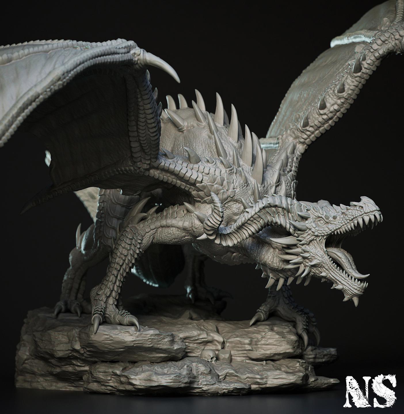 Young Red Dragon Roar | D&D Horror Fantasy | NS Miniatures