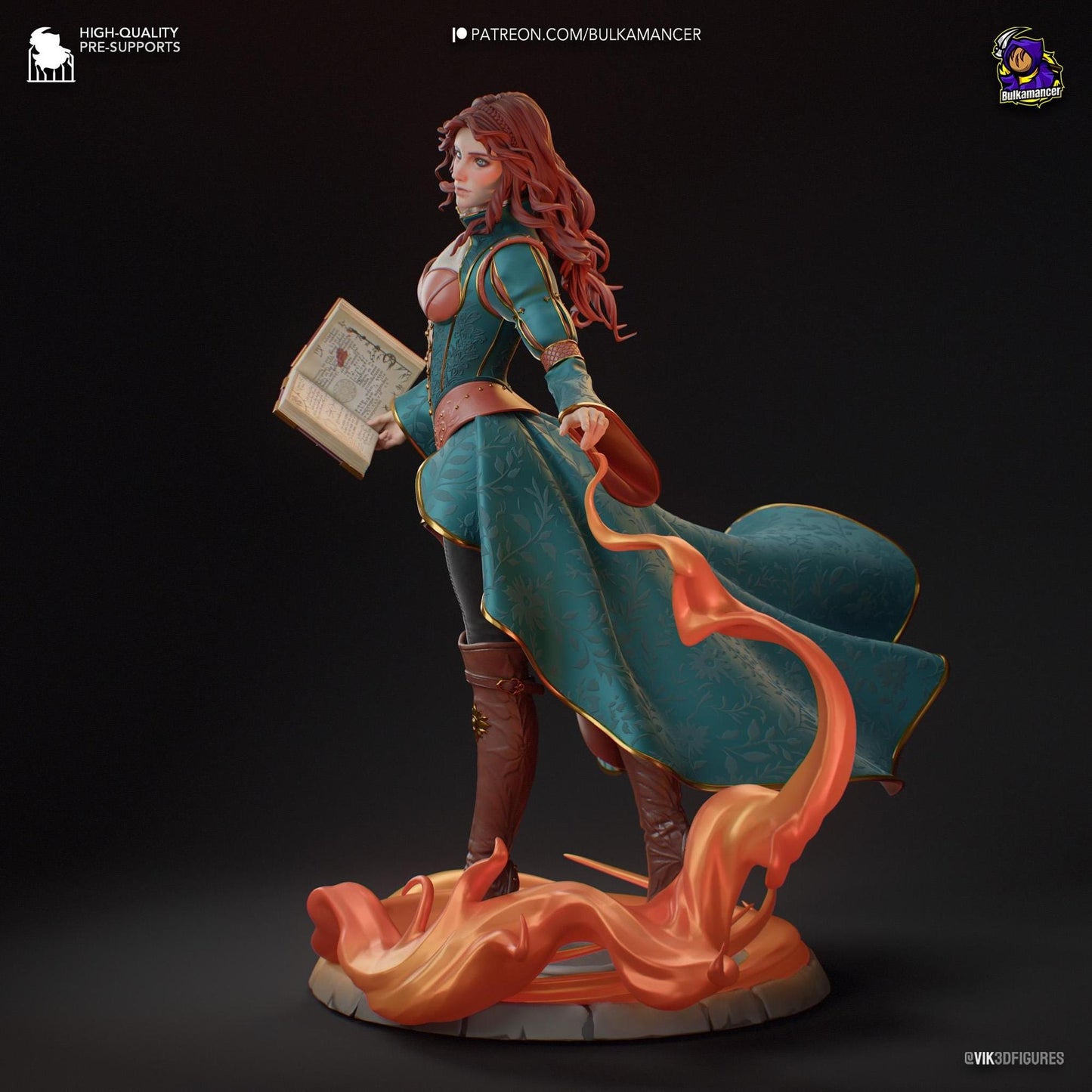 Red-Haired Enchantress | Resin Garage Kit Sculpture Anime Video Game Fan Art Statue | Bulkamancer Sculpts
