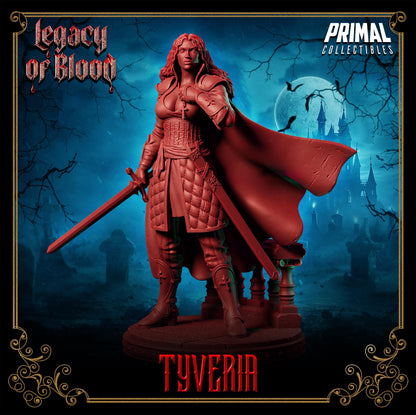 Warrior Tyveria | Legacy of Blood | Tabletop Scale | TTRPG D&D Miniature | Primal Collectibles