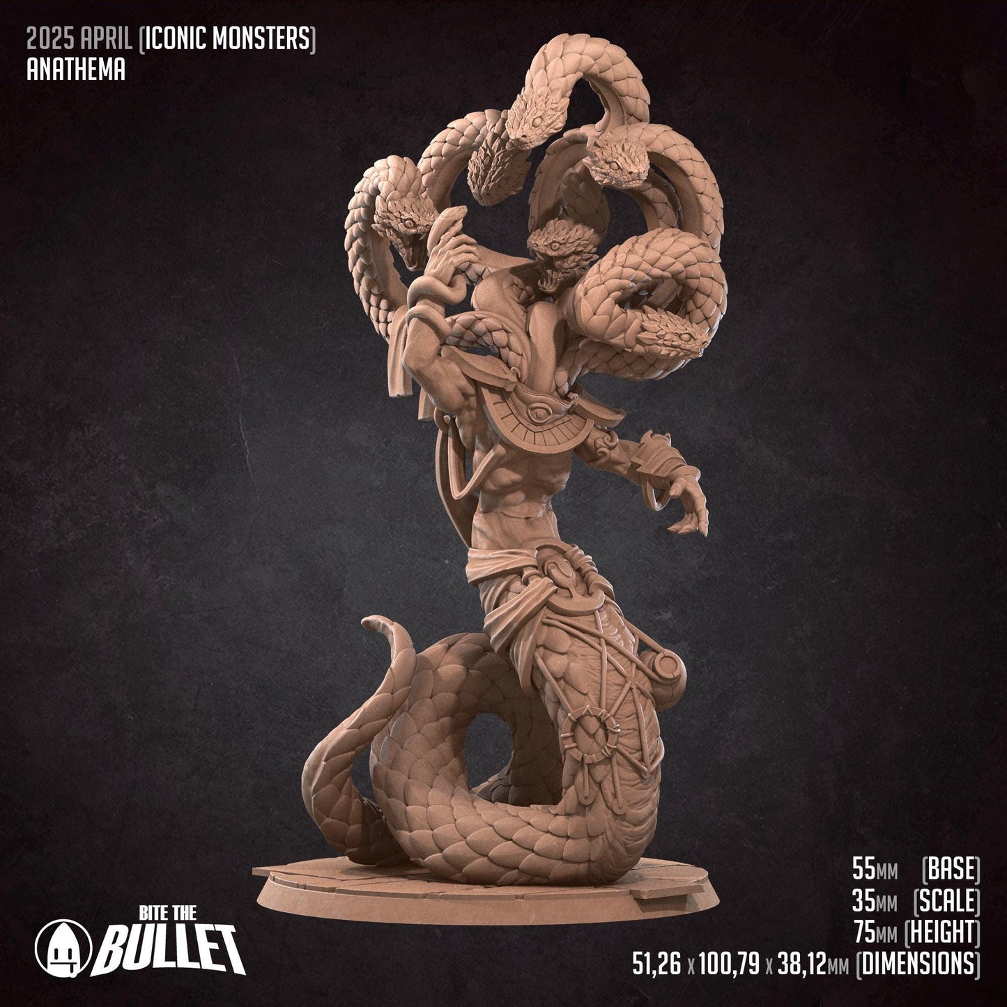 YuanTi Anathema | TABLETOP SCALE | D&D Pathfinder TTRPG Miniature | Bite the Bullet