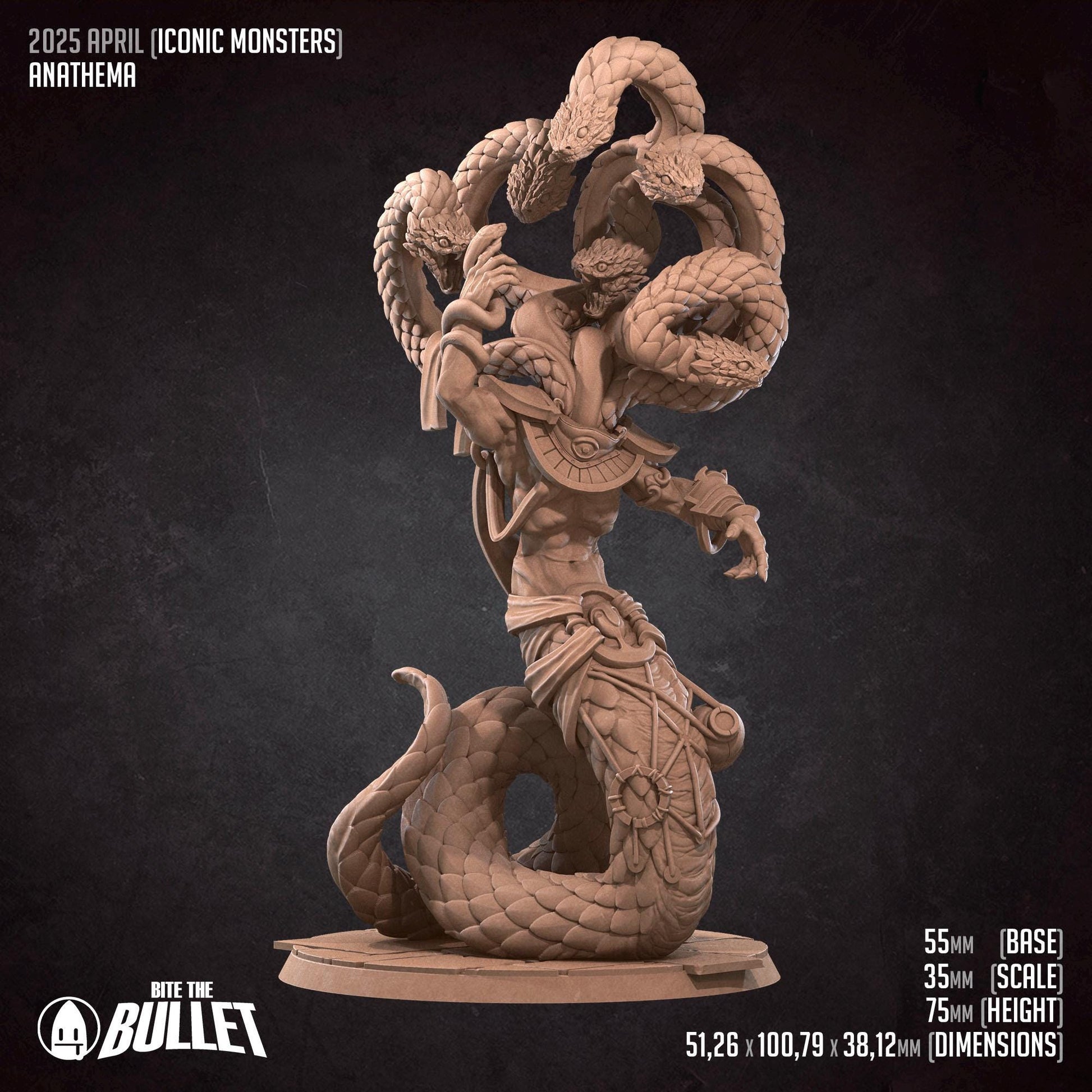 YuanTi Anathema | TABLETOP SCALE | D&D Pathfinder TTRPG Miniature | Bite the Bullet