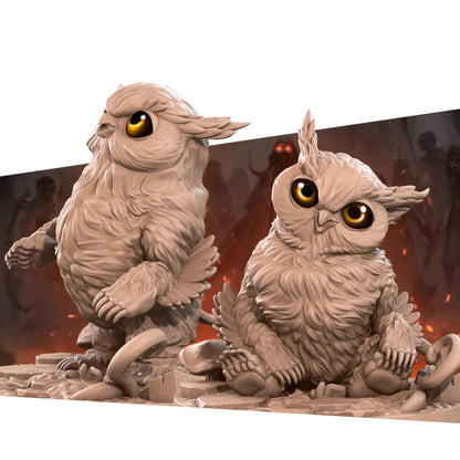 Owlbear Cubs Set | TABLETOP SCALE | D&D Pathfinder TTRPG Miniature | Bite the Bullet