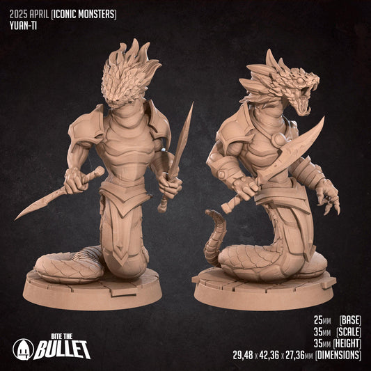 YuanTi | TABLETOP SCALE | D&D Pathfinder TTRPG Miniature | Bite the Bullet