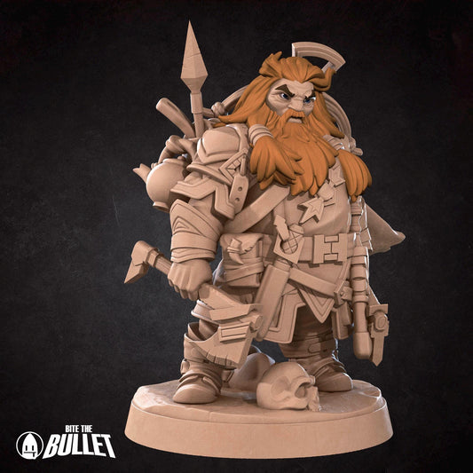 Dwarf Ranger | TABLETOP SCALE | D&D Pathfinder TTRPG Miniature | Bite the Bullet