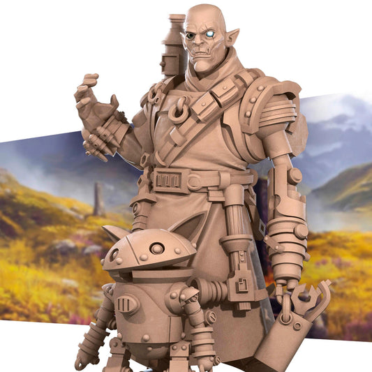 Half-Orc Inventor | TABLETOP SCALE | D&D Pathfinder TTRPG Miniature | Bite the Bullet