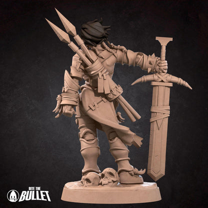 Human Barbarian | TABLETOP SCALE | D&D Pathfinder TTRPG Miniature | Bite the Bullet