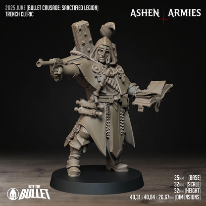 Sanctified Legion, Trench Cleric | TABLETOP SCALE | D&D Pathfinder TTRPG Miniature | Bite the Bullet