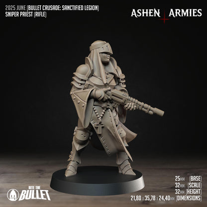 Sanctified Legion, Sniper Priest (Rifle) | TABLETOP SCALE | D&D Pathfinder TTRPG Miniature | Bite the Bullet