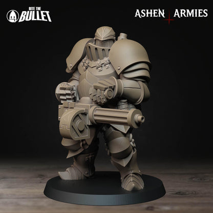 Sanctified Legion, Heavy Infantry (Machine Gun) | TABLETOP SCALE | D&D Pathfinder TTRPG Miniature | Bite the Bullet