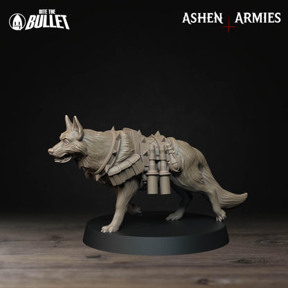 Sanctified Legion, Combat Dogs | TABLETOP SCALE | D&D Pathfinder TTRPG Miniature | Bite the Bullet