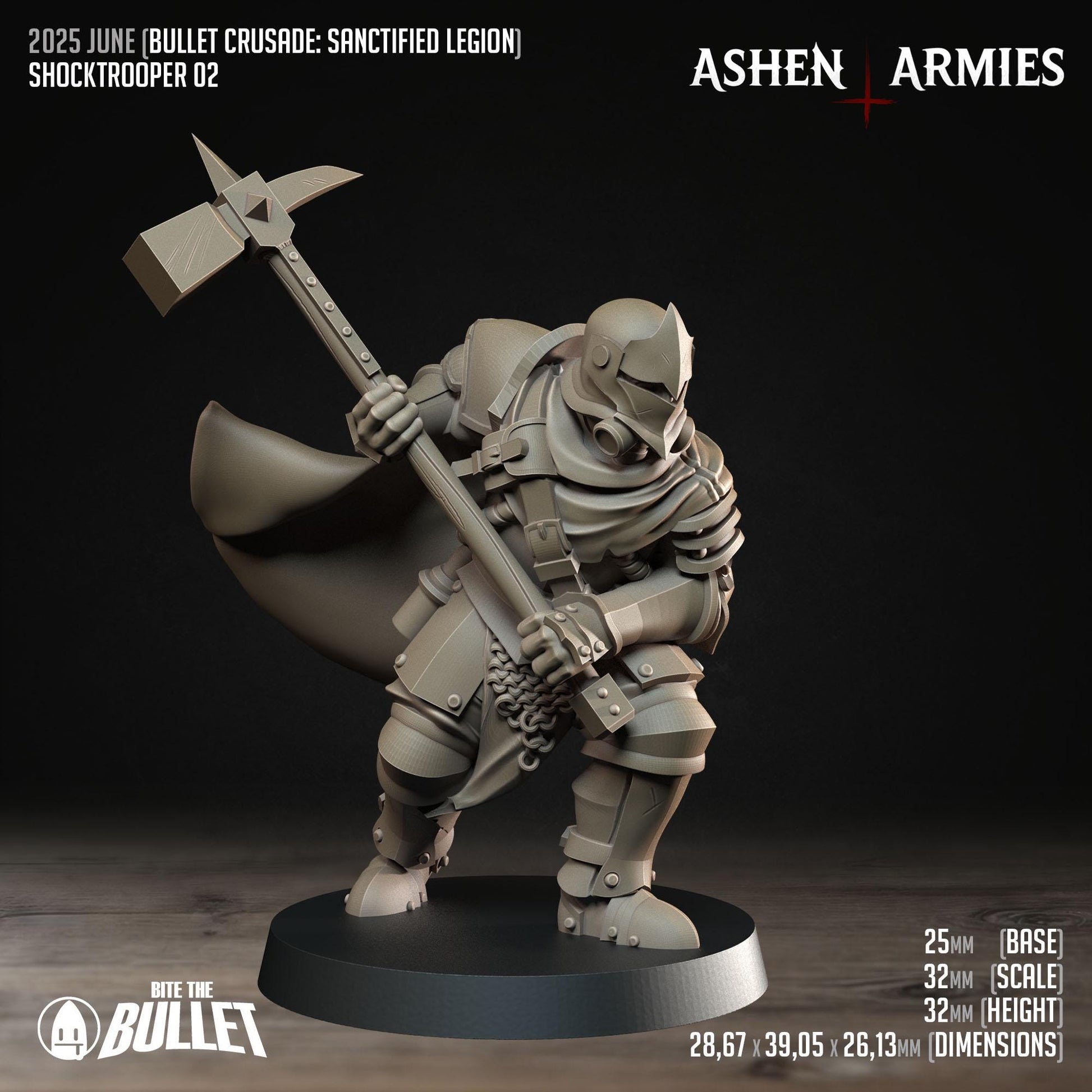 Sanctified Legion, Shocktroopers | TABLETOP SCALE | D&D Pathfinder TTRPG Miniature | Bite the Bullet