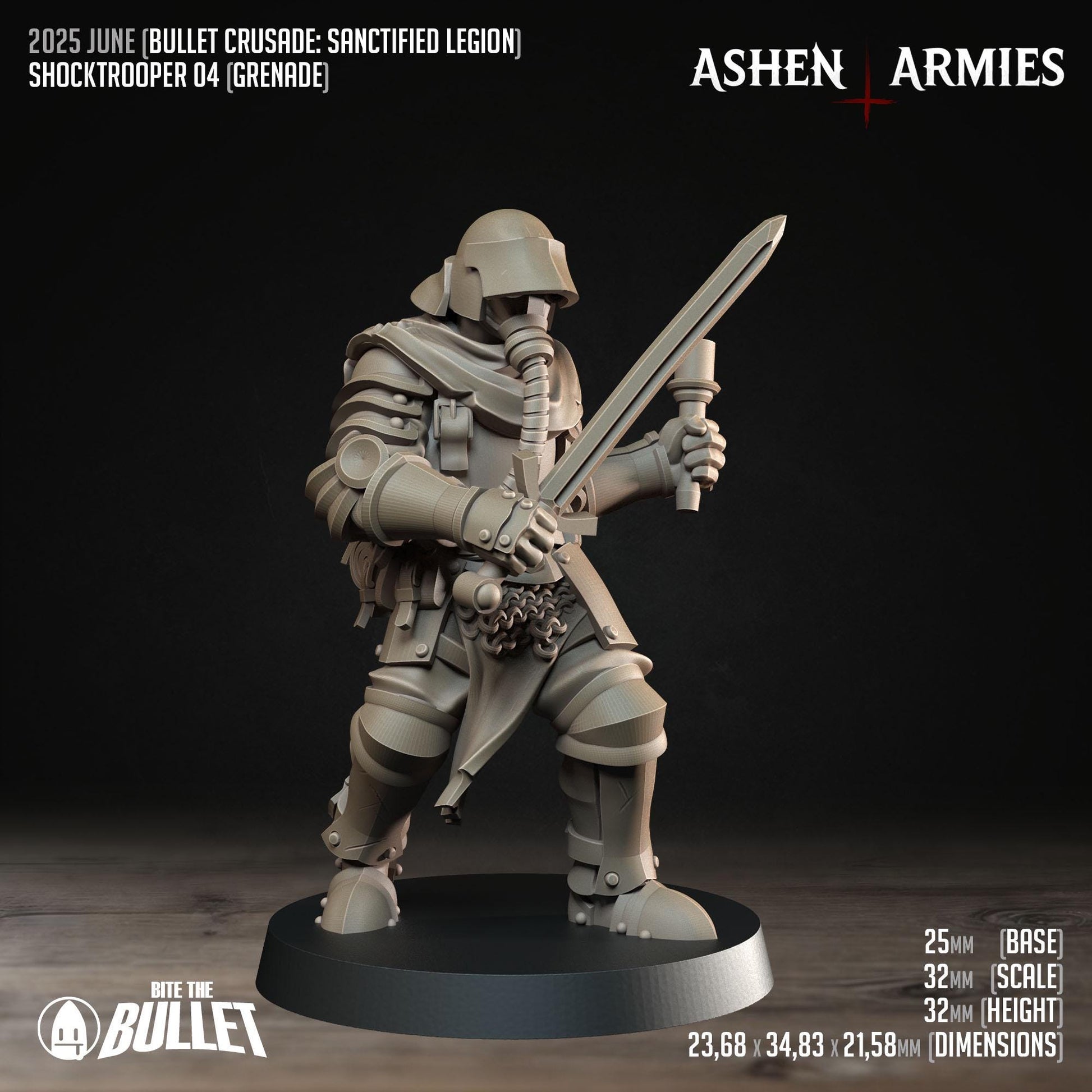 Sanctified Legion, Shocktroopers | TABLETOP SCALE | D&D Pathfinder TTRPG Miniature | Bite the Bullet