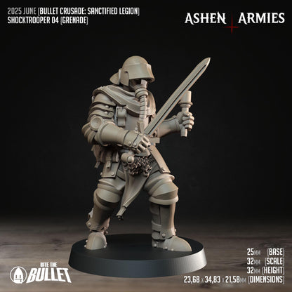 Sanctified Legion, Shocktroopers | TABLETOP SCALE | D&D Pathfinder TTRPG Miniature | Bite the Bullet