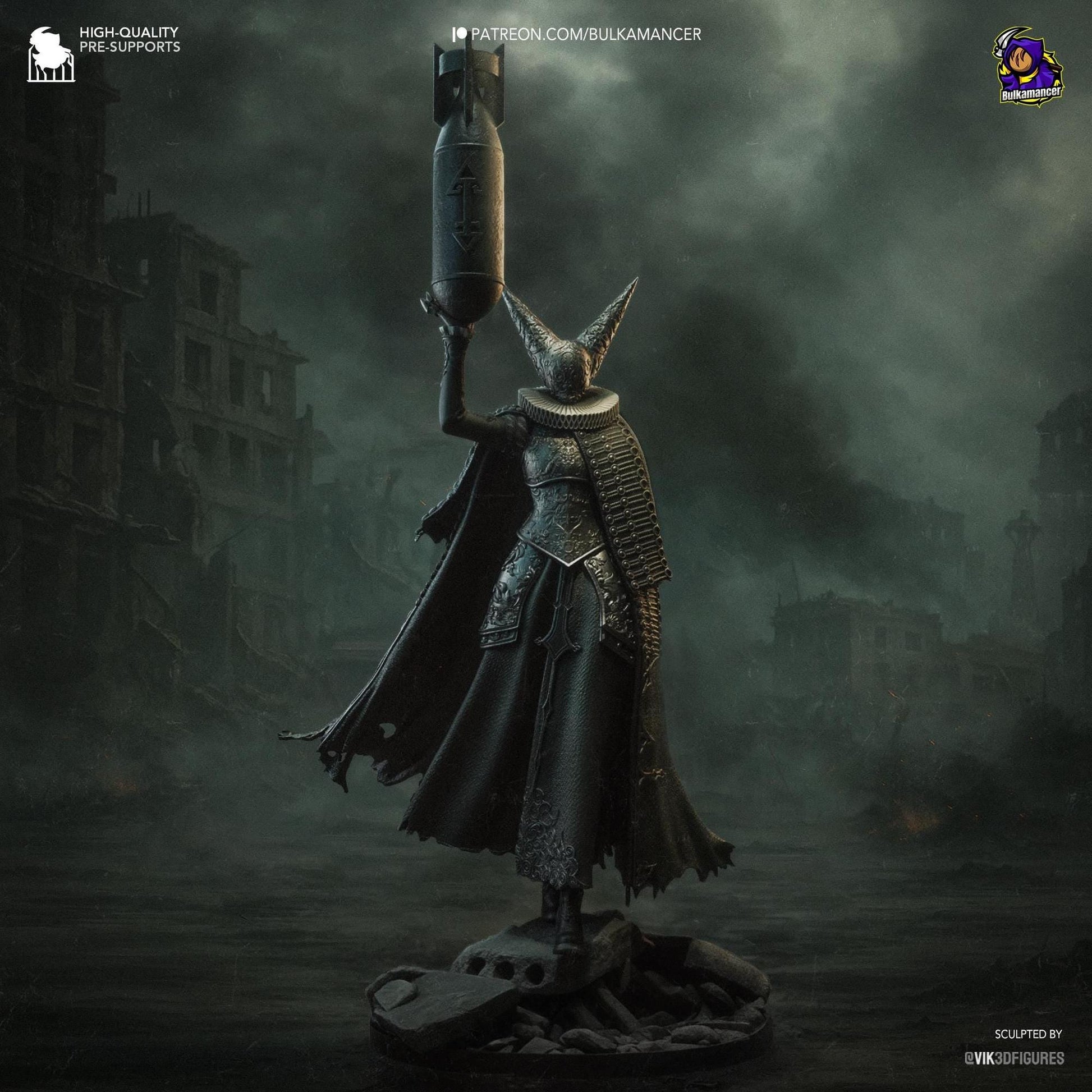 Artillery Witch, Trench Crusade | Resin Garage Kit Sculpture Anime Video Game Fan Art Statue | Bulkamancer Sculpts