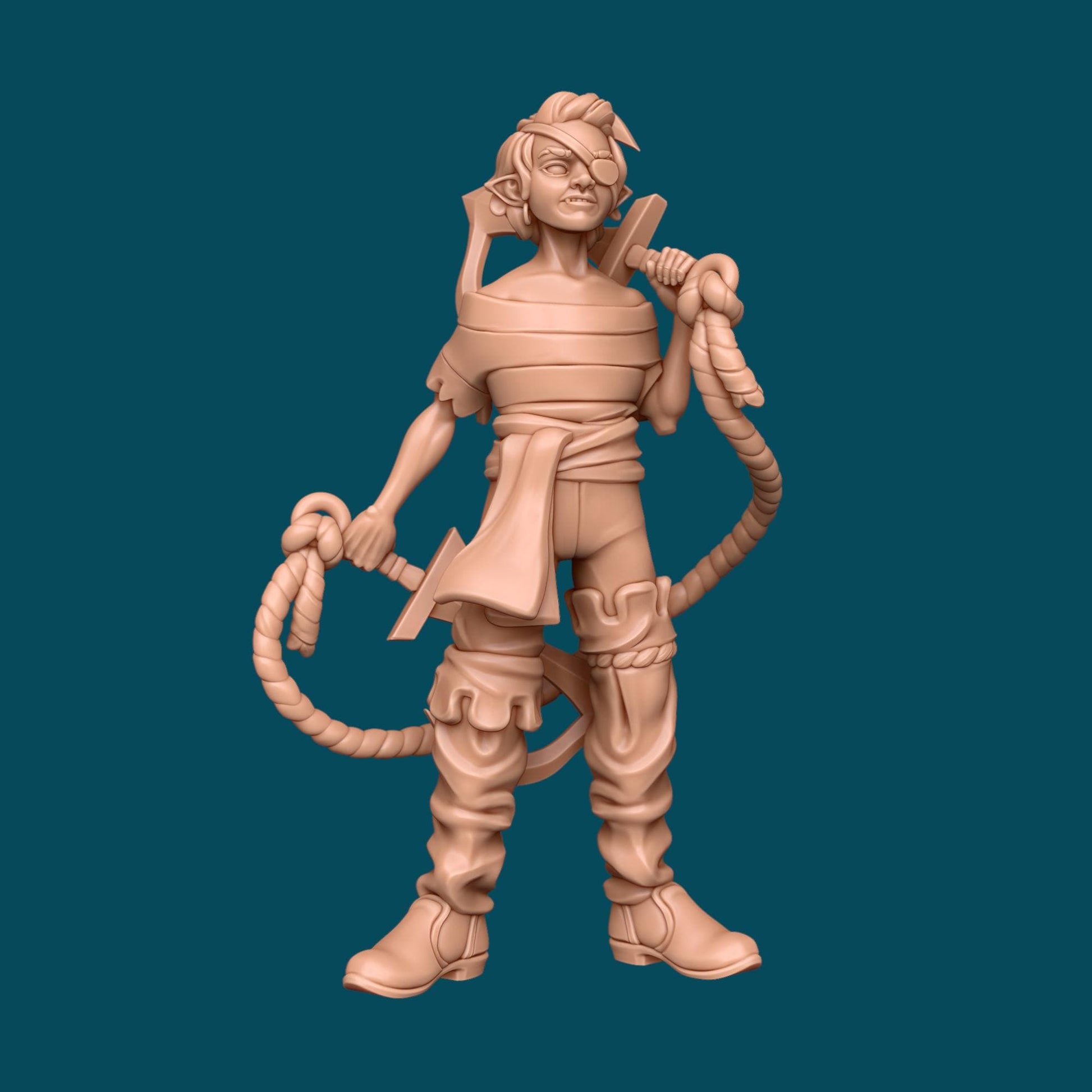 Taffrail, a feisty pirate | D&D TTRPG Miniature | Awkward Penguin Minis