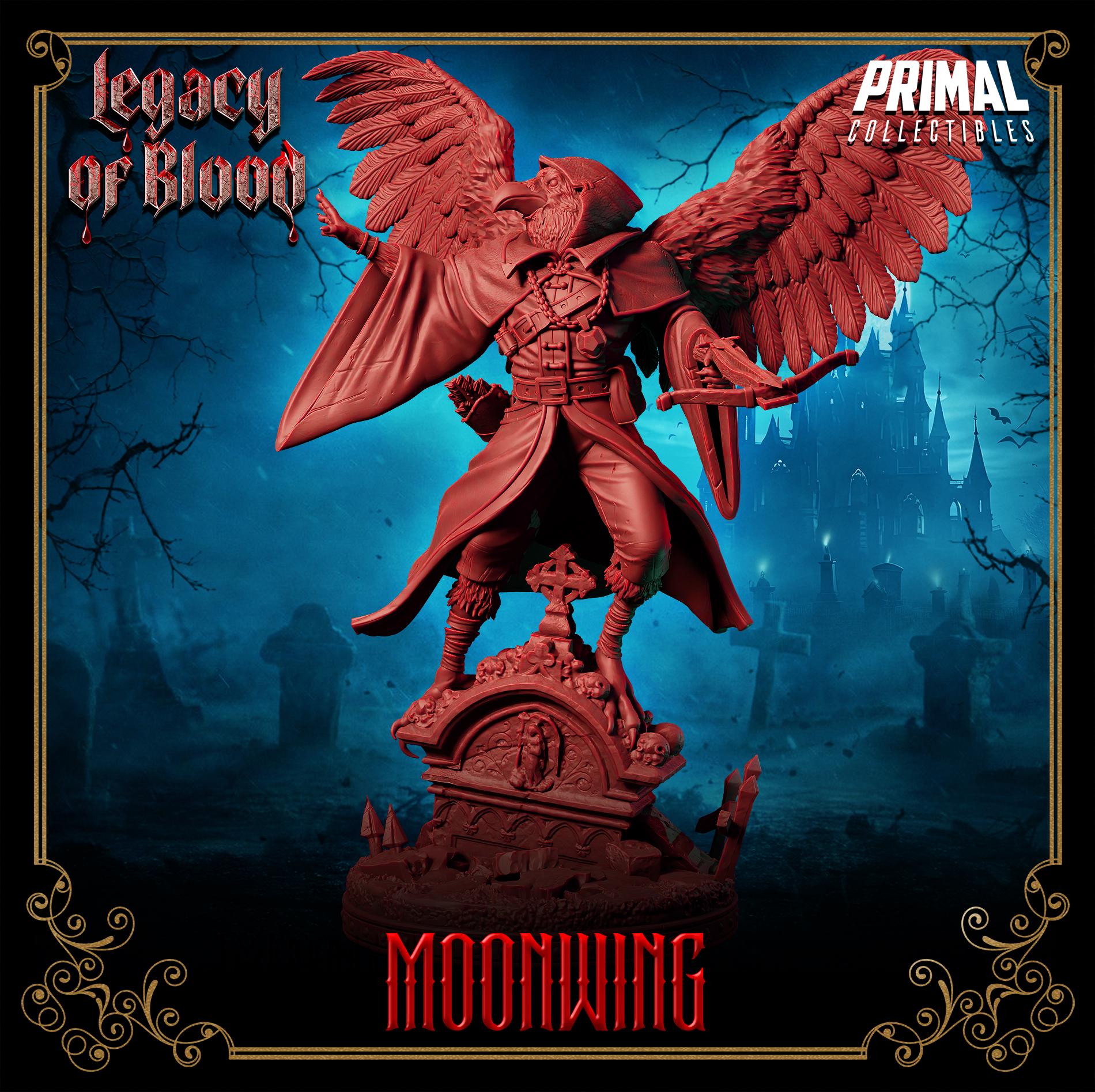 Shadowmancer Moonwing, Wereraven | Legacy of Blood | Tabletop Scale | TTRPG D&D Miniature | Primal Collectibles