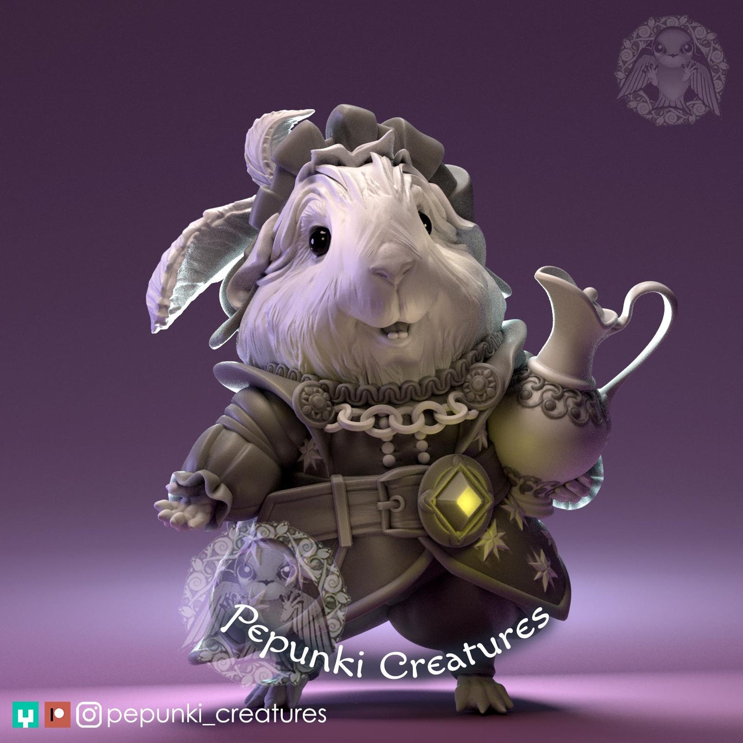 Guinea Pig Merchant | Tabletop or Display Scale | D&D Humblewood TTRPG Miniature | Pepunki Creatures