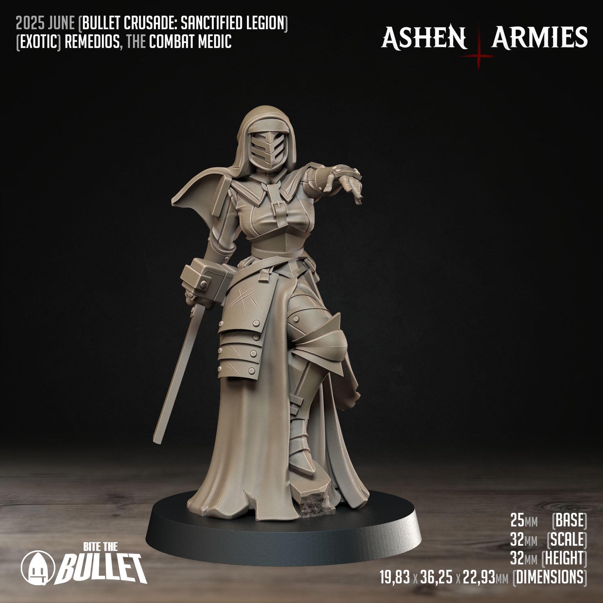 Exotic Combat Medic, Sanctified Legion | Pinup SFW NSFW Model Miniature | Bite the Bullet