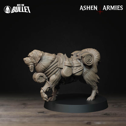 Sanctified Legion, Combat Dogs | TABLETOP SCALE | D&D Pathfinder TTRPG Miniature | Bite the Bullet