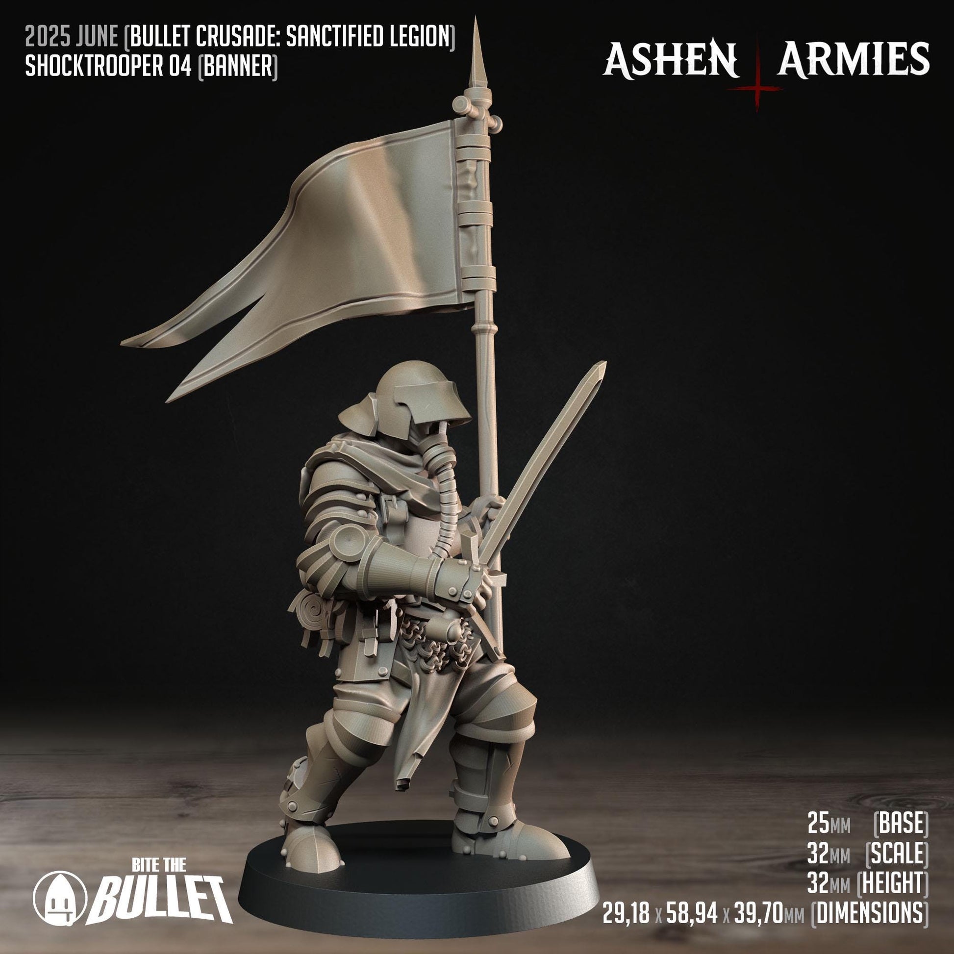 Sanctified Legion, Shocktroopers | TABLETOP SCALE | D&D Pathfinder TTRPG Miniature | Bite the Bullet