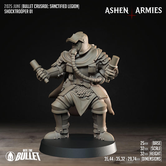 Sanctified Legion, Shocktroopers | TABLETOP SCALE | D&D Pathfinder TTRPG Miniature | Bite the Bullet