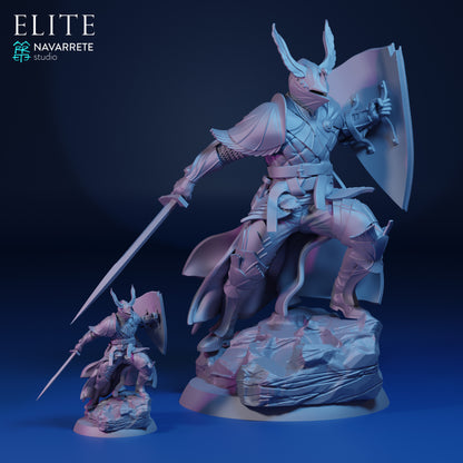 Imrael Elite tabletop gaming miniature by Tattles Told 3D, featuring detailed Navarrete Studio design on a display stand