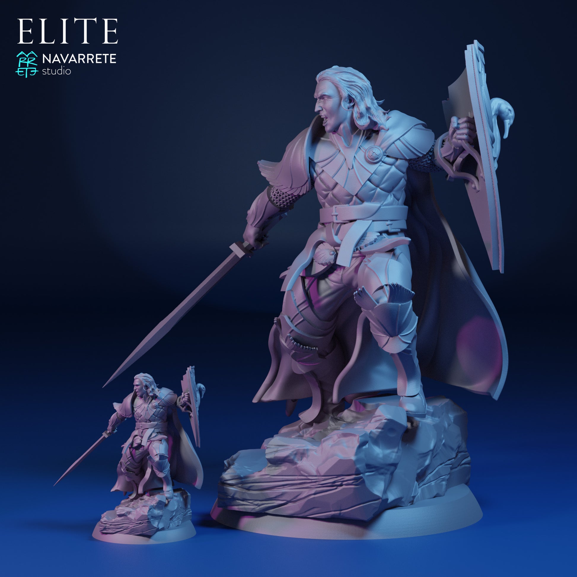 Imrael Elite tabletop gaming miniature by Tattles Told 3D, detailed Navarrete Studio character figure on a display base.