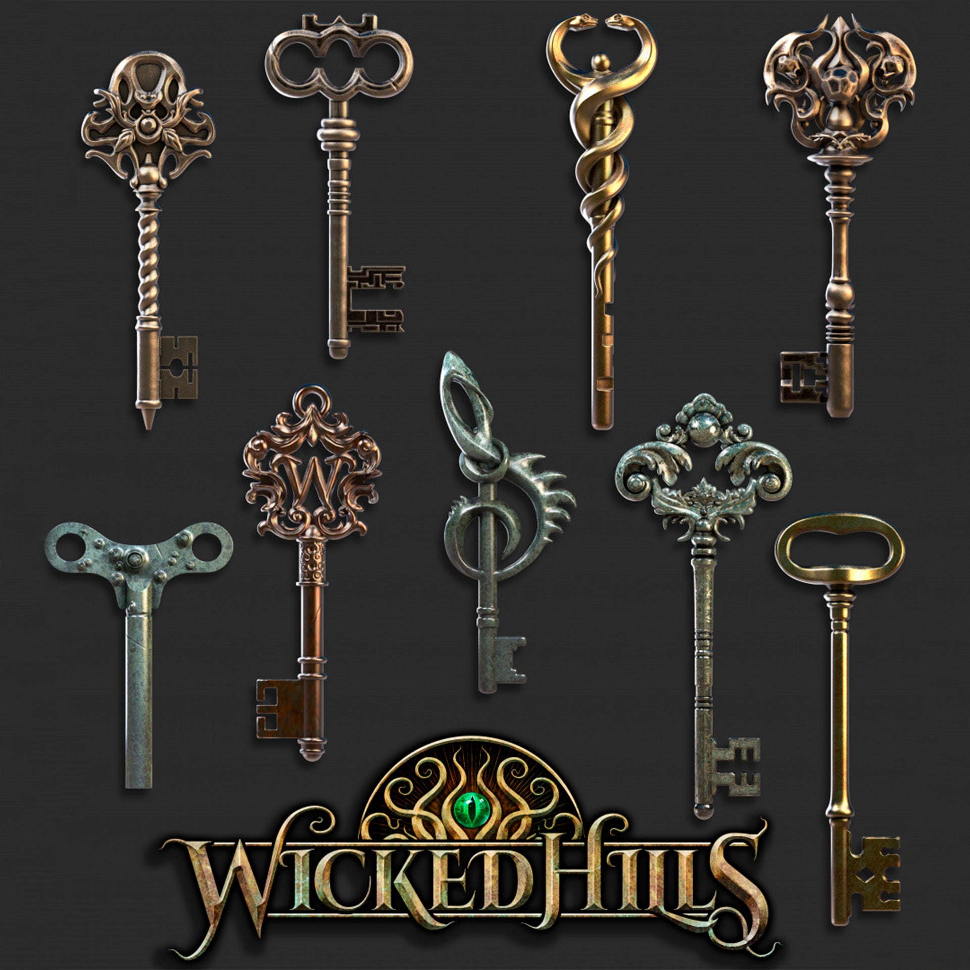 Wicked Hills Asylum Key Set, Props, Decoration | D&D TTRPG Miniature | Great Grimoire