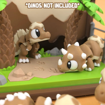 Mini Jurassic World Playset by Tattles Told 3D, featuring miniature dinosaur figures and jungle scenery from the Jurassic World series.