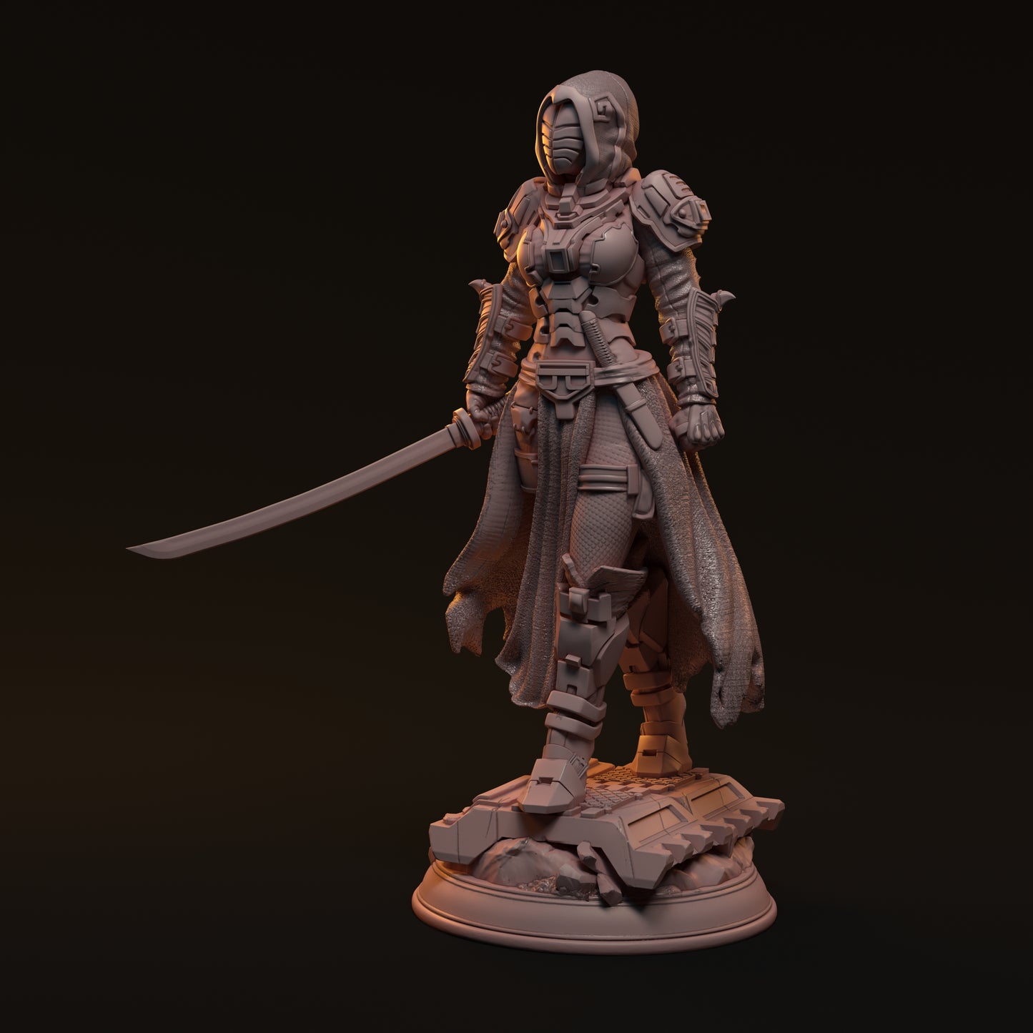 Kara Mint, Cyberpunk Swordswoman | D&D TTRPG Miniature | Hardwitch Games