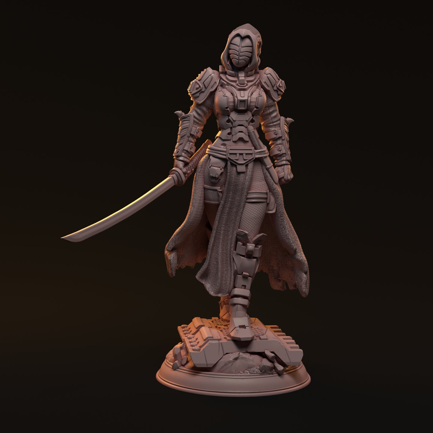 Kara Mint, Cyberpunk Swordswoman | D&D TTRPG Miniature | Hardwitch Games