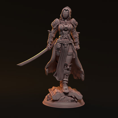 Kara Mint, Cyberpunk Swordswoman | D&D TTRPG Miniature | Hardwitch Games