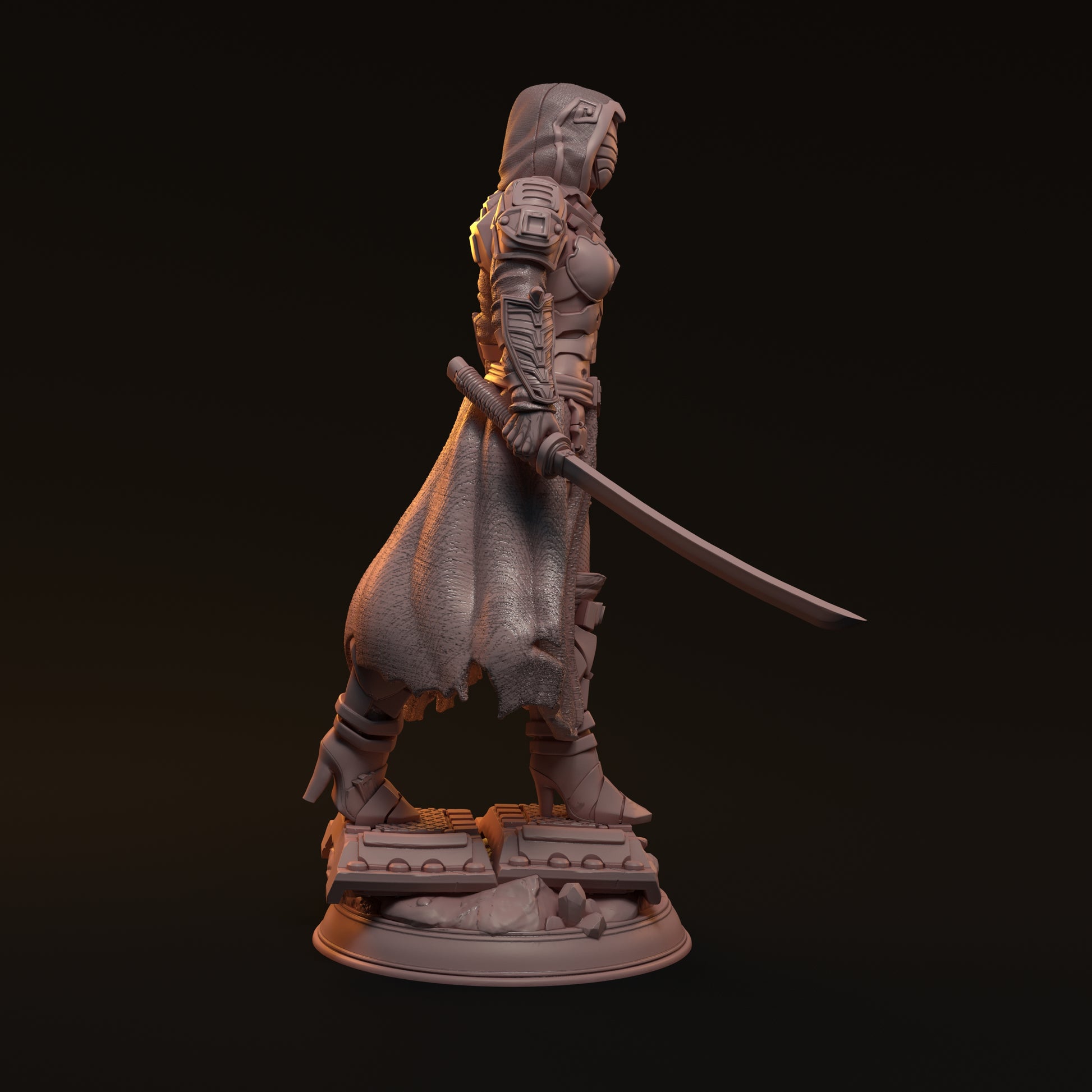 Kara Mint, Cyberpunk Swordswoman | D&D TTRPG Miniature | Hardwitch Games