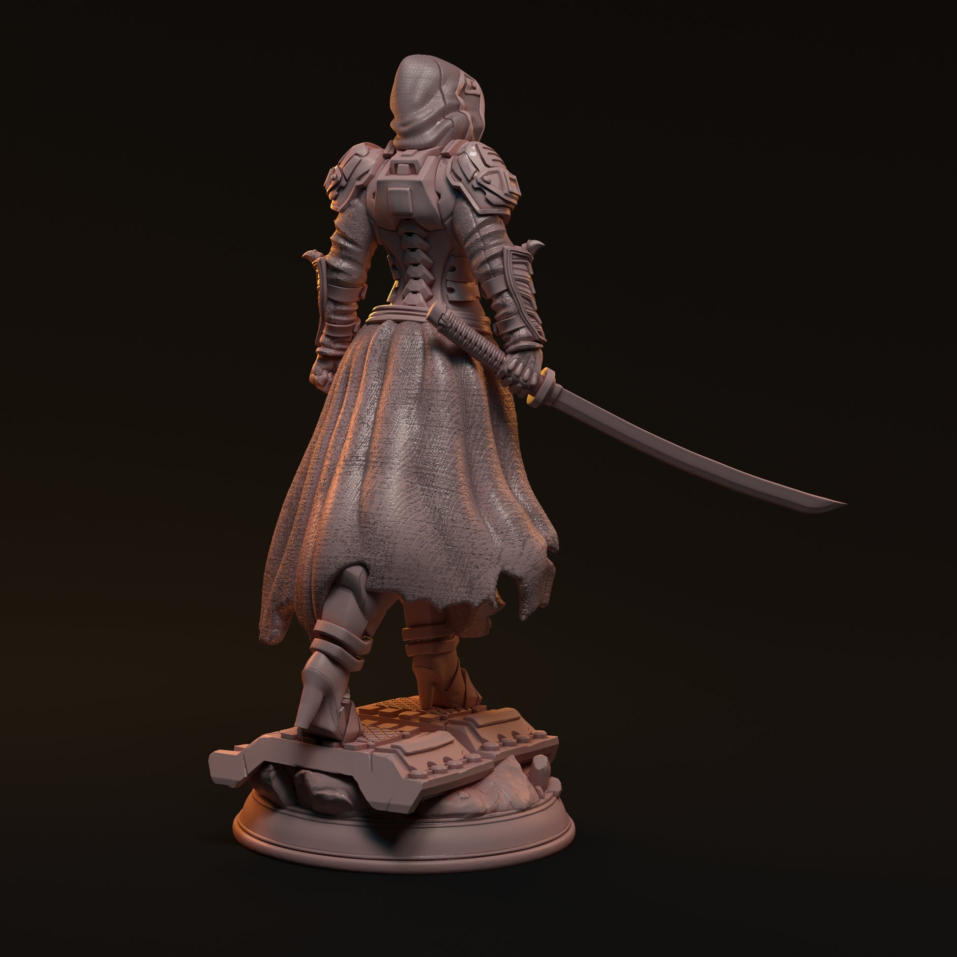 Kara Mint, Cyberpunk Swordswoman | D&D TTRPG Miniature | Hardwitch Games