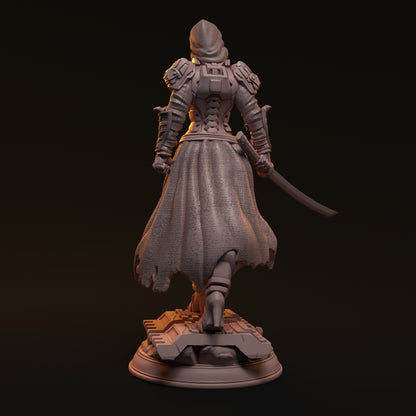 Kara Mint, Cyberpunk Swordswoman | D&D TTRPG Miniature | Hardwitch Games