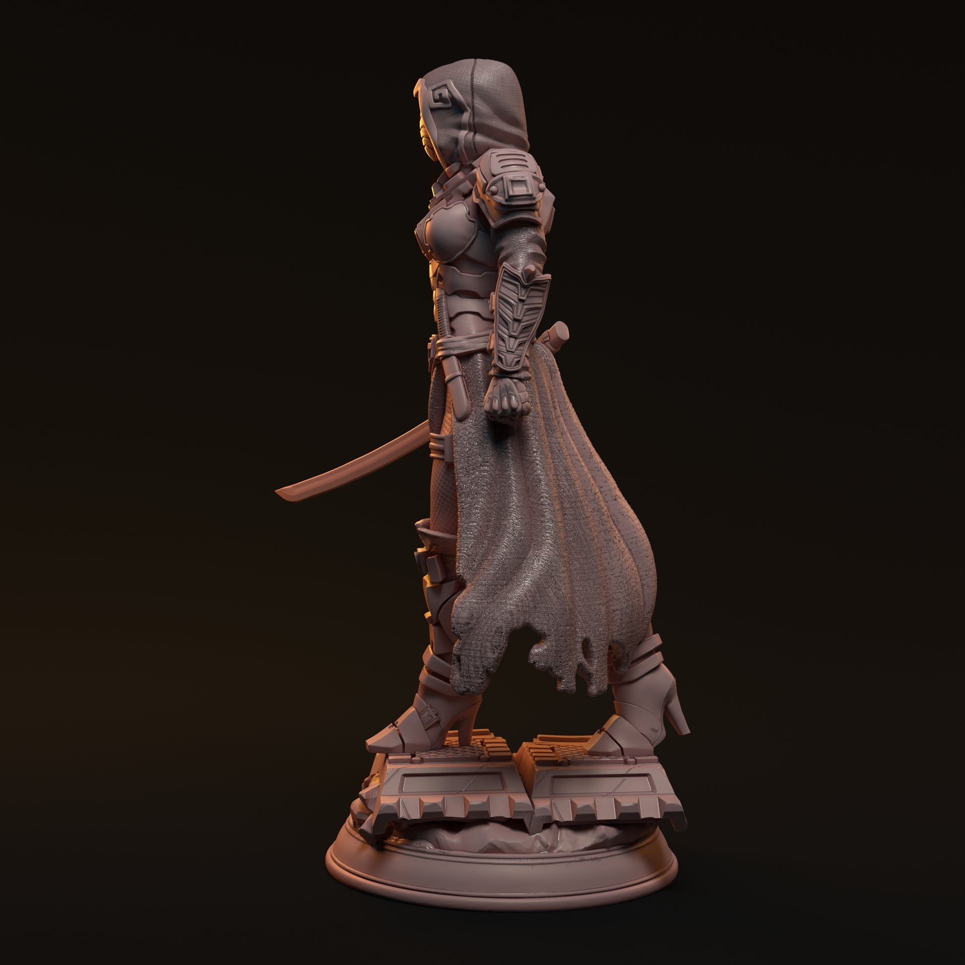 Kara Mint, Cyberpunk Swordswoman | D&D TTRPG Miniature | Hardwitch Games