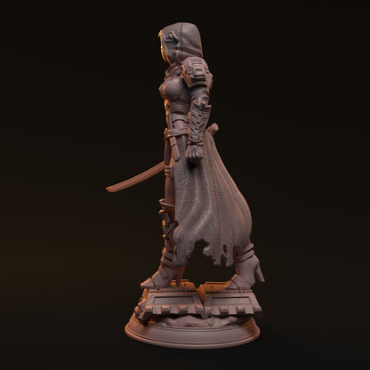 Kara Mint, Cyberpunk Swordswoman | D&D TTRPG Miniature | Hardwitch Games